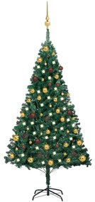 vidaXL Χριστουγεννιάτικο Δέντρο Τεχν. LED & Μπάλες Πράσινο 150 εκ. PVC