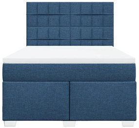 Κρεβάτι Boxspring με Στρώμα Μπλε 160x200 εκ. Υφασμάτινο - Μπλε