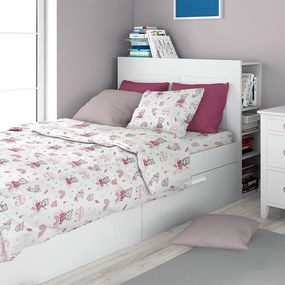 Σεντόνια Παιδικά Cloudy Bear 582 (Σετ 3τμχ) White-Pink DimCol Μονό 160x240cm 100% Βαμβάκι