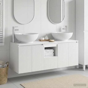 vidaXL Σετ Ντουλαπιών Μπάνιου 3 τμχ. Λευκό 129 x 44,5 x 80 cm