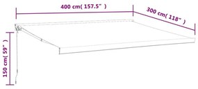 Τέντα Πτυσσόμενη Κρεμ 4 x 3 μ. Ύφασμα και Αλουμίνιο - Κρεμ