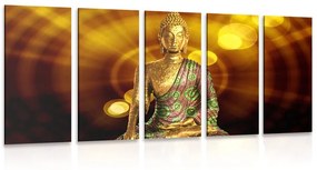 Εικόνα 5 τμημάτων Άγαλμα του Βούδα με αφηρημένο φόντο - 100x50