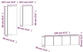 vidaXL Σετ Επίπλων Τηλεόρασης 4 Τεμαχίων Καπνιστή δρυς Επεξ. Ξύλο