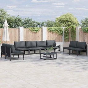 vidaXL Σετ Καναπέ Κήπου με μαξιλάρι 8 pcs Μαύρο Ατσάλι