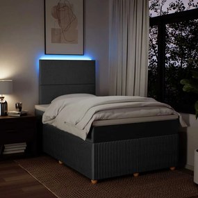 vidaXL Κρεβάτι Boxspring με Στρώμα Σκούρο Γκρι 120x190 εκ Υφασμάτινο