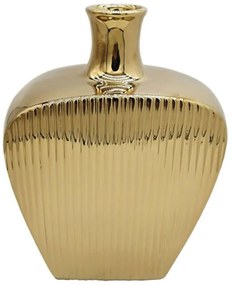 Βάζο Ρίγες 15-00-23711 18x11,7x25,5cm Gold Marhome Ceramic
