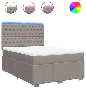 Κρεβάτι Boxspring με Στρώμα Taupe 160x200 εκ. Υφασμάτινο - Μπεζ-Γκρι