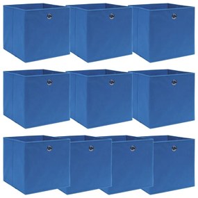Κουτιά Αποθήκευσης 10 τεμ. Μπλε 32 x 32 x 32 εκ. Υφασμάτινα - Μπλε