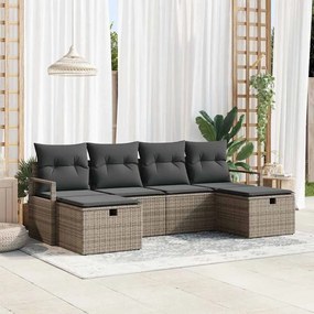 vidaXL Σετ Καναπέ Κήπου 6 pcs Γκρι 230 x 117 x 85 εκ. Πολυ ράταν