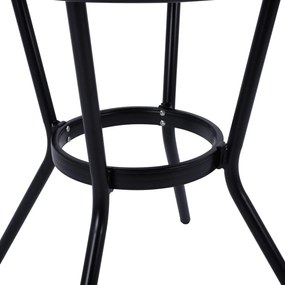 Τραπέζι MOSES Αλουμινίου Bamboo look Μαύρο με Γυαλί Φ70x76Υ εκ. 70x70x76 εκ.