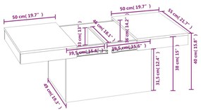 Τραπεζάκι Σαλονιού Γκρι Sonoma 100 x 55 x 40 εκ. Επεξεργ. Ξύλο - Γκρι