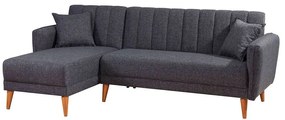 Καναπές - Κρεβάτι Γωνιακός (Αριστερή Γωνία) Aqua 867UNQ1433 225x150x85cm Dark Grey