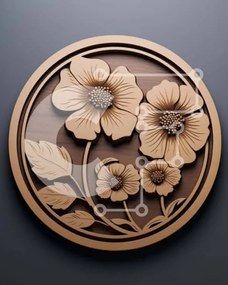 Intra Συλλεκτικό Ξύλινο Παζλ Plywood  4mm - Κυκλική Ξύλινη Πλακέτα με Floral σχέδιο Σε Ξύλινο Κουτί - Διαστάσεις: 10x10 cm – 25 κομμάτια