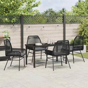 vidaXL Σέτ φαγητού για κήπο 5 pcs Μαύρο συνθετικό ρατάν