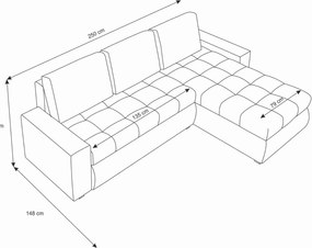 Γωνιακός καναπές Riverside-Gkri-Leuko - 148.00Χ245.00Χ85.00cm