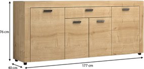 Μπουφές Joseph Megapap χρώμα φυσικό οξιάς 177x40x76εκ.