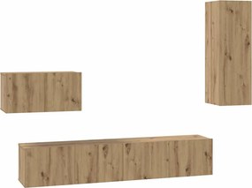 vidaXL Τηλεοπτική Κάβα Τοίχου 4 pcs Artisan Oak Επεξεργασμένο Ξύλο