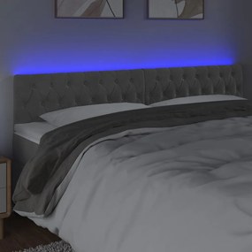 Κεφαλάρι Κρεβατιού LED Ανοιχτό Γκρι 200x7x78/88 εκ. Βελούδινο 3122014