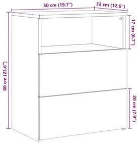 Κομοδίνο Όψη Παλαιού Ξύλου 50x32x60 εκ. από Επεξ. Ξύλο - Καφέ