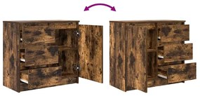Συρταριέρα με Συρτάρια Καπνιστή Δρυς 71x35x65 εκ. Επεξ. Ξύλο - Καφέ