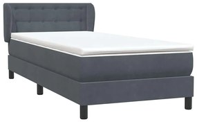 Κρεβάτι Boxspring με Στρώμα Σκούρο Γκρι 80x220 εκ. Βελούδινο - Γκρι