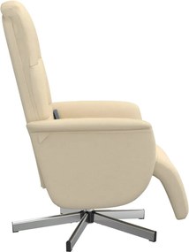 vidaXL Πολυθρόνα Μασάζ Ανακλινόμενη με Υποπόδιο Κρεμ Υφασμάτινη