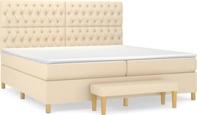 vidaXL Κρεβάτι Boxspring με Στρώμα Κρεμ 200x200 εκ. Υφασμάτινο