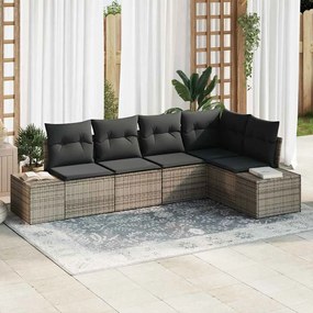 vidaXL Σετ Καναπέ Κήπου 5 pcs Γκρι συνθετικό ρατάν