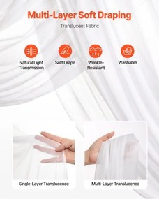 VEVOR Artificial Wedding Arch Flowers Kit White With 2 Pcs Flowers 2 Pcs Drapes