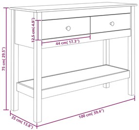 Τραπέζι Κονσόλα Λευκό 100 x 35 x 75 εκ. από Μασίφ Ξύλο Πεύκου - Λευκό