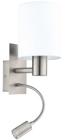 Φωτιστικό Τοίχου Pasteri 96477 White Eglo Metal, Fabric