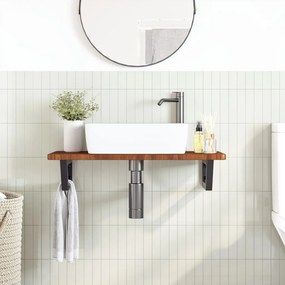 vidaXL Ράφι Νιπτήρα Τοίχου από Ατσάλι / Μασίφ Ξύλο Δρυός