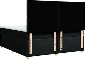 vidaXL Κρεβάτι Boxspring με Στρώμα Μαύρο 200x200 εκ. Υφασμάτινο