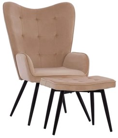 Πολυθρόνα - Μπερζέρα Με Υποπόδιο Crawley HM8918.11 70x57x103cm Black-Beige