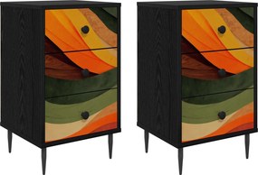vidaXL Κομοδίνο BONN 2 τμχ. Μαύρη Δρυς 36 x 33 x 61 εκ.