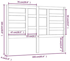 Κεφαλάρι Κρεβατιού Γκρι 166x4x104 εκ. από Μασίφ Ξύλο Πεύκου - Γκρι