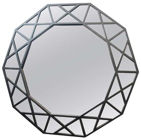 Καθρέπτης Τοίχου Diamante 11-0432 80x80cm Black Γυαλί-Ύφασμα