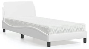 vidaXL Κρεβάτι με Στρώμα Dover Λευκό 90x190 εκ. από Συνθετικό Δέρμα