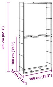 ΡΑΦΙ ΓΙΑ ΚΑΥΣΟΞΥΛΑ ΜΑΥΡΟ 100X30X209 CM ΧΑΛΥΒΑΣ 4018469