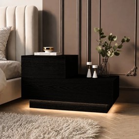 Κομοδίνο Μαύρο Ξύλο FETEL 70x38.3x35