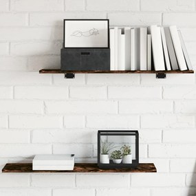 vidaXL Ράφια Τοίχου 4 τεμ. Καπνιστή Δρυς 80x20x1,5 εκ. Επεξεργ. Ξύλο