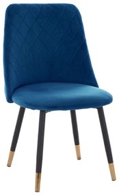 Καρέκλα Shaily HM8740.08 Βελούδινη Καπιτονέ 48x49x87cm Blue Βελούδο, Μέταλλο