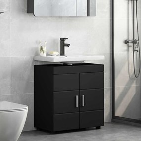 vidaXL Ντουλάπα νιπτήρα μπάνιου με πόρτα TULUM Μαύρο 60 x 34 x 63 εκ
