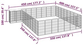 Κλουβί Σκύλου 34 Πάνελ Μαύρο 50x100 εκ. Ατσάλι με Βαφή Πούδρας - Μαύρο