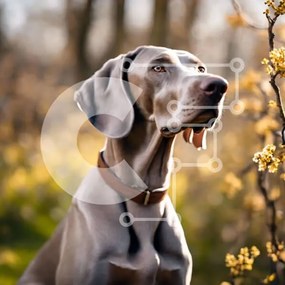 Intra Συλλεκτικό Ξύλινο Παζλ Plywood 4mm - Περίεργος σκύλος Weimaraner στο δάσος Σε Ξύλινο Κουτί - Διαστάσεις: 10x10 cm – 25 κομμάτια