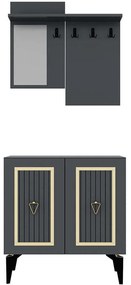 Έπιπλο Εισόδου Masal 475OLV2641 75x40x79/75x16,4x71,8cm Anthracite-Gold Μοριοσανίδα, Μελαμίνη