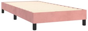 vidaXL Κρεβάτι Boxspring με Στρώμα Ροζ 90x190 εκ. Βελούδινο