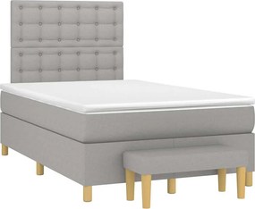 vidaXL Κρεβάτι Boxspring με Στρώμα Ανοιχτό Γκρι 120x190 εκ. Υφασμάτινο