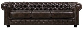 WOODWELL Ε9574,4CHESTERFIELD Birmingham Καναπές 4Θέσιος Σαλονιού Καθιστικού, Δέρμα Καφέ 241x92x74cm Ε9574,4