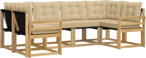 vidaXL Σειρά Καναπέ Εξωτερικού με μαξιλάρι 6 pcs Λευκό και Μπεζ